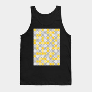 Mustard Yellow Grey and White Circles Pattern Tank Top